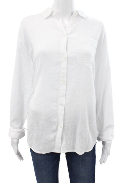 J Crew Womens Collared Long Sleeve Button-Up Cotton Wool Classic White Size 4