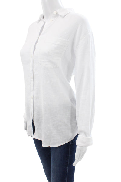 J Crew Womens Collared Long Sleeve Button-Up Cotton Wool Classic White Size 4