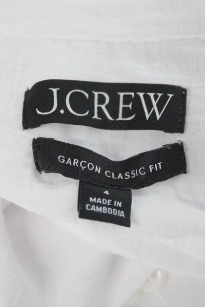 J Crew Womens Collared Long Sleeve Button-Up Cotton Wool Classic White Size 4