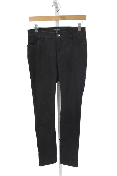 Lafayette 148 New York Womens Skinny Straight Jeans Black High Rise Size 2