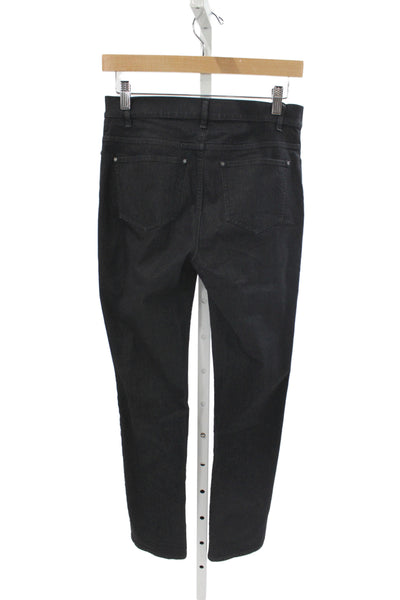 Lafayette 148 New York Womens Skinny Straight Jeans Black High Rise Size 2