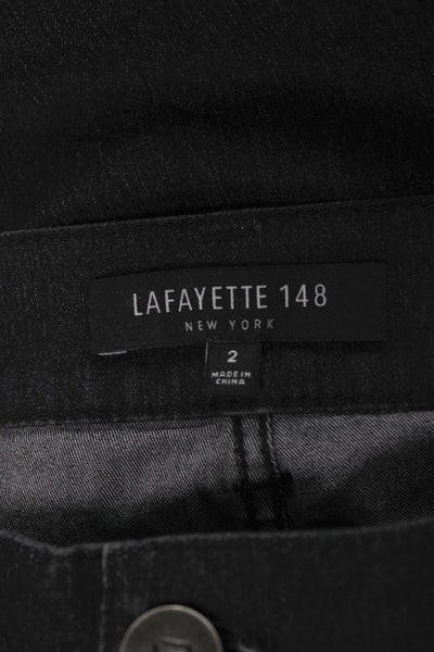 Lafayette 148 New York Womens Skinny Straight Jeans Black High Rise Size 2