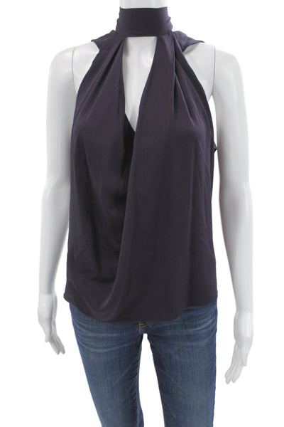 Robert Rodriguez Women Purple Sleeveless High Neck Silk Blouse Size 4