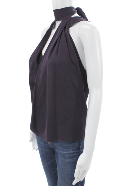Robert Rodriguez Women Purple Sleeveless High Neck Silk Blouse Size 4