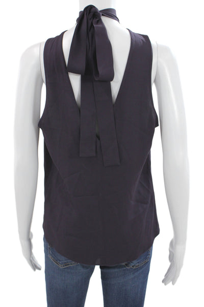 Robert Rodriguez Women Purple Sleeveless High Neck Silk Blouse Size 4