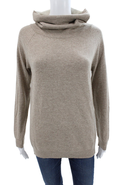 Cashmer Italy Unisex Pullover Turtleneck Sweater Beige Silk Cashmere Size M