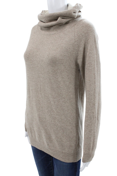 Cashmer Italy Unisex Pullover Turtleneck Sweater Beige Silk Cashmere Size M