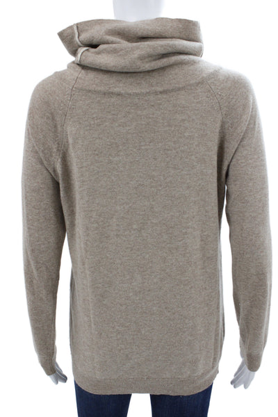Cashmer Italy Unisex Pullover Turtleneck Sweater Beige Silk Cashmere Size M
