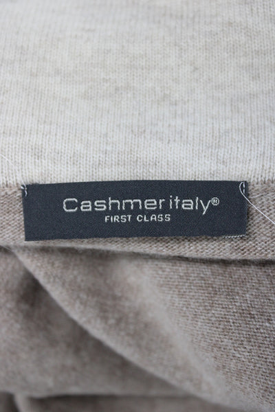 Cashmer Italy Unisex Pullover Turtleneck Sweater Beige Silk Cashmere Size M