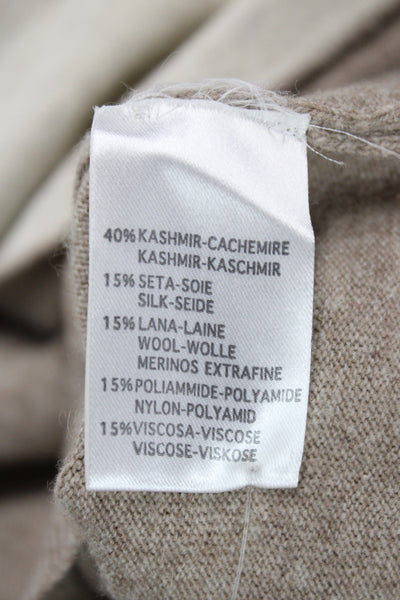 Cashmer Italy Unisex Pullover Turtleneck Sweater Beige Silk Cashmere Size M