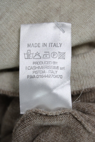 Cashmer Italy Unisex Pullover Turtleneck Sweater Beige Silk Cashmere Size M