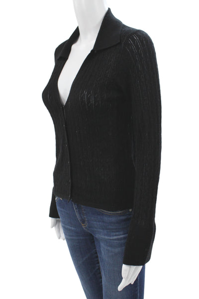 Ramy Brook Unisex Black Cardigan Button Long Sleeve Silk Cashmere Size S