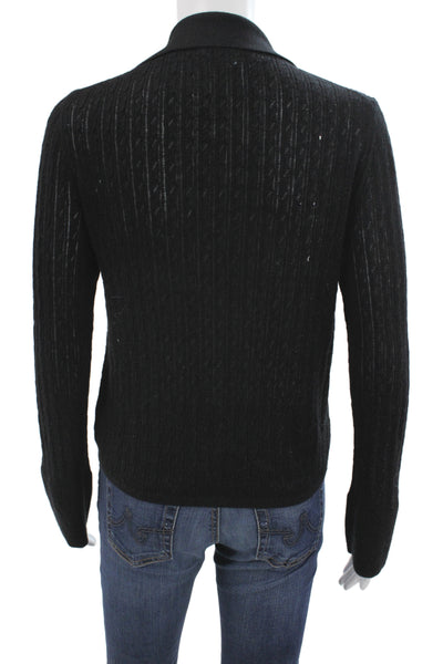 Ramy Brook Unisex Black Cardigan Button Long Sleeve Silk Cashmere Size S