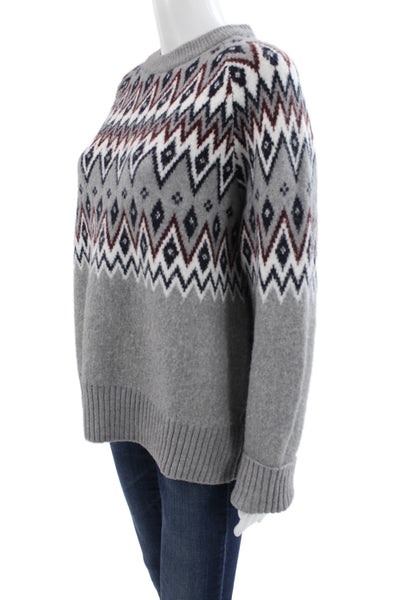 Le Bop Unisex Pullover Fair Isle Crew Neck Gray Sweater Size S