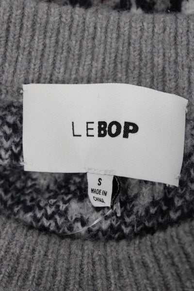 Le Bop Unisex Pullover Fair Isle Crew Neck Gray Sweater Size S