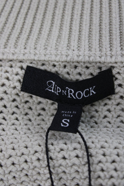 Alp N Rock Unisex Full Zip Striped High Neck Sweater Beige Size S