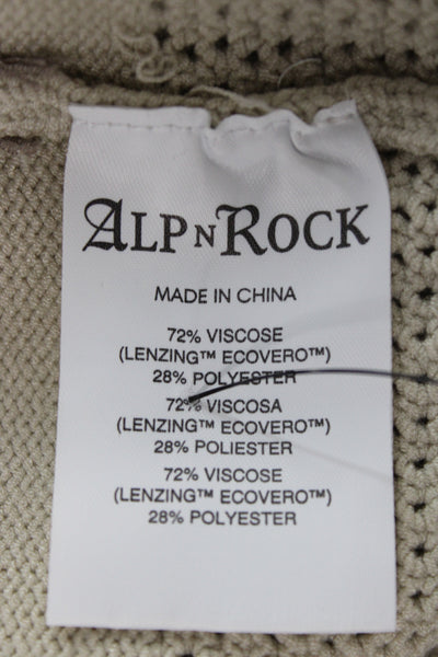 Alp N Rock Unisex Full Zip Striped High Neck Sweater Beige Size S