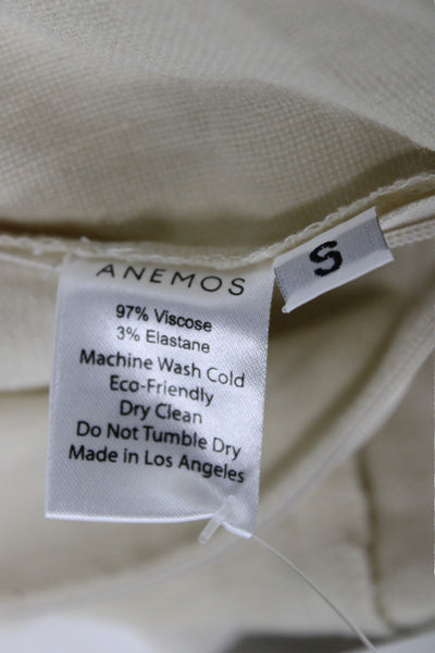 ANEMOS Women Cropped Basic Beige Sleeveless Zip Viscose Top Size S