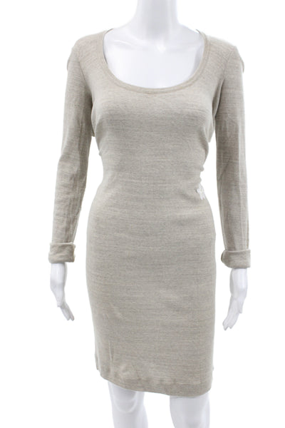 Stella McCartney Womens Beige Bodycon Sweater Dress Cotton Long Sleeve Size 36