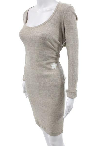 Stella McCartney Womens Beige Bodycon Sweater Dress Cotton Long Sleeve Size 36