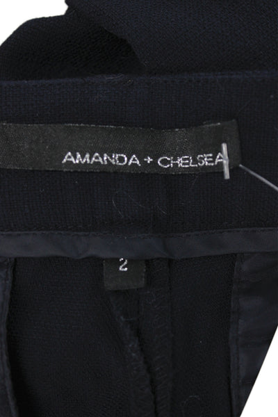 Amanda + Chelsea Unisex Dress Pants Dark Blue Button Solid Size 2