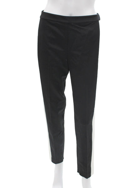 St. John Women Ankle Dress Pants Black Striped Cotton Blend Size 4