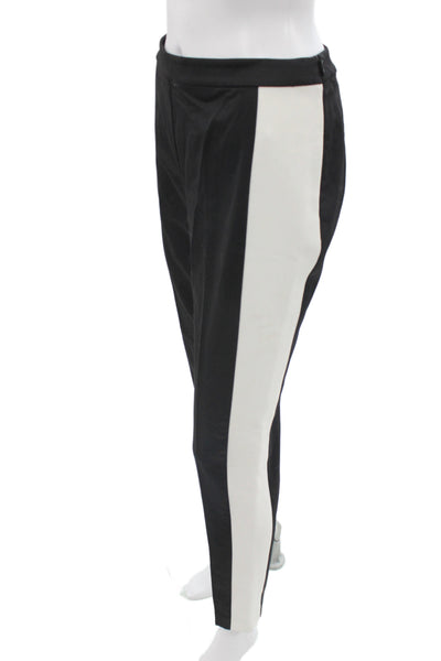 St. John Women Ankle Dress Pants Black Striped Cotton Blend Size 4