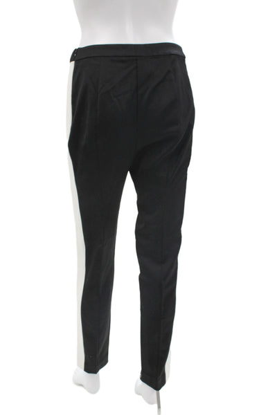 St. John Women Ankle Dress Pants Black Striped Cotton Blend Size 4