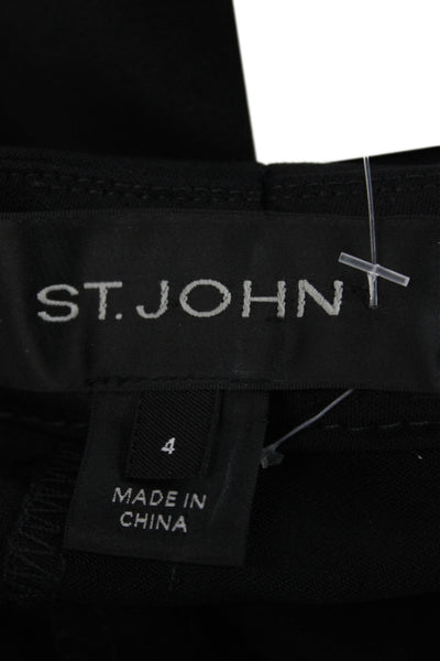 St. John Women Ankle Dress Pants Black Striped Cotton Blend Size 4