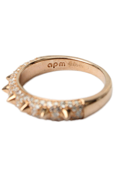 APM Monaco Womens RG Plated 925 Silver Cubic Zirconia Hérisson Spike Ring Sz 7