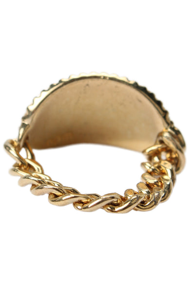 APM Monaco Womens Gold Plated 925 Silver Cubic Zirconia OUI Chain Ring Sz 6.5
