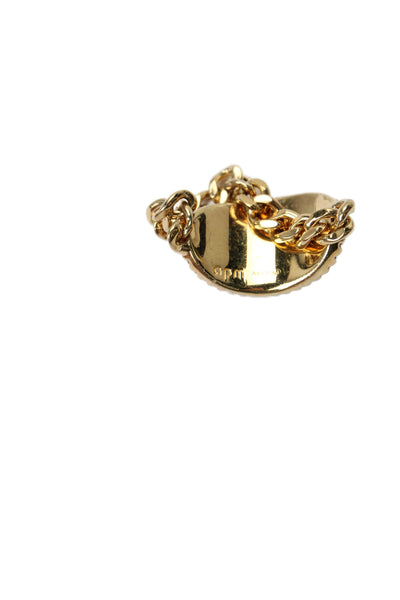 APM Monaco Womens Gold Plated 925 Silver Cubic Zirconia OUI Chain Ring Sz 6.5