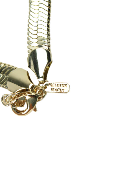 Melinda Maria Womens Gold Plated Wide Herringbone Necklace 21"