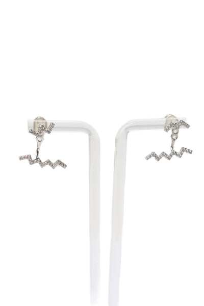 APM Monaco Womens 925 Silver Cubic Zirconia Up + Down Enhancer Earrings