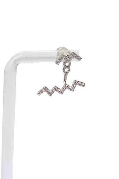 APM Monaco Womens 925 Silver Cubic Zirconia Up + Down Enhancer Earrings