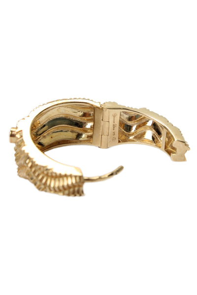 Yvonne Leon Womens 9K Yellow Gold Diamond Accent Berlingot Hoop Earrings 12g