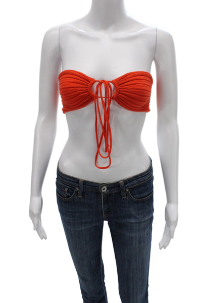 Reformation Women Cropped Sleeveless Cashmere Blend Orange Top Size XS