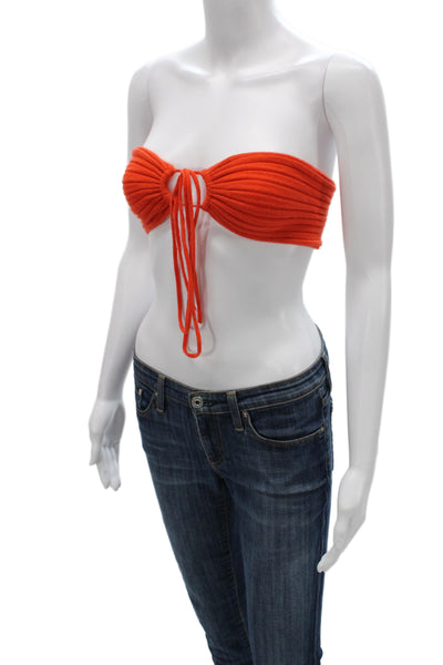 Reformation Women Cropped Sleeveless Cashmere Blend Orange Top Size XS