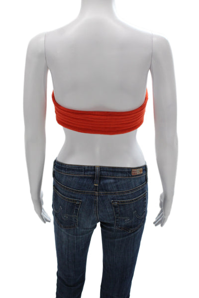 Reformation Women Cropped Sleeveless Cashmere Blend Orange Top Size XS