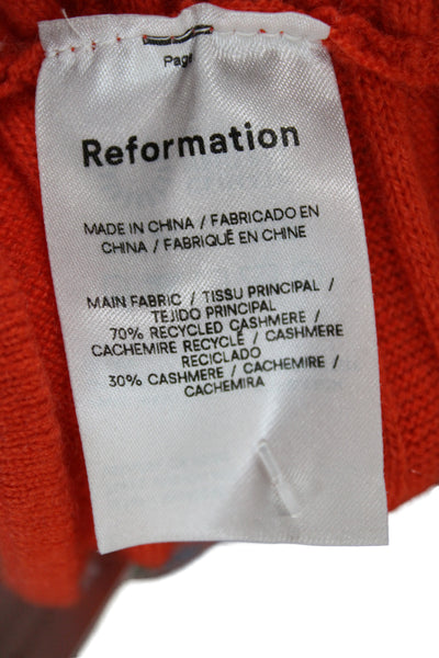 Reformation Women Cropped Sleeveless Cashmere Blend Orange Top Size XS
