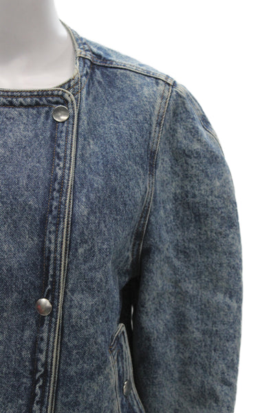 Isabel Marant Etoile Women Blue Snap Cotton Long Sleeve 80s Fall Jacket Size 34