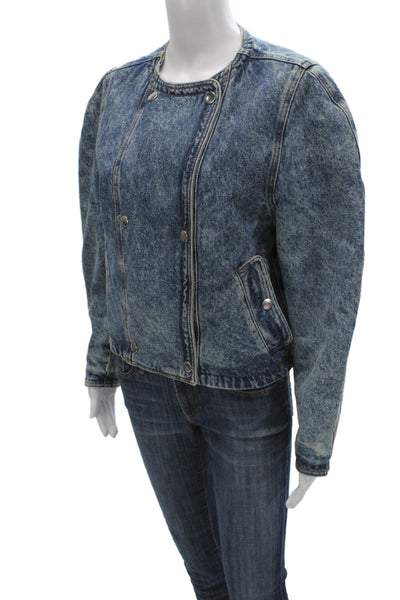 Isabel Marant Etoile Women Blue Snap Cotton Long Sleeve 80s Fall Jacket Size 34