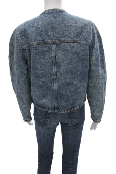 Isabel Marant Etoile Women Blue Snap Cotton Long Sleeve 80s Fall Jacket Size 34