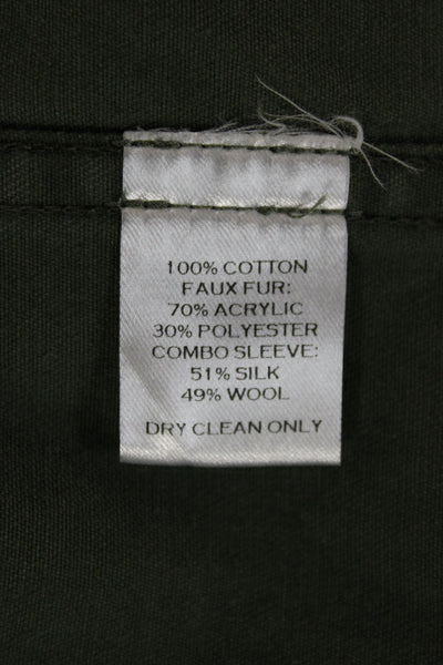 Harvey Faircloth Womens Military Jacket Green Animal Print Cotton Size S