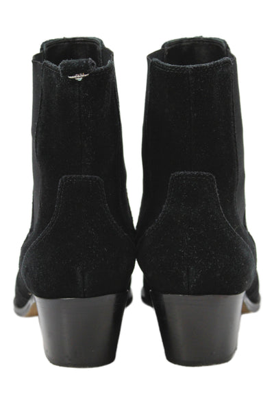 Paige Womens Slip On Block Heel Pointed Toe Booties Black Suede Size 8.5