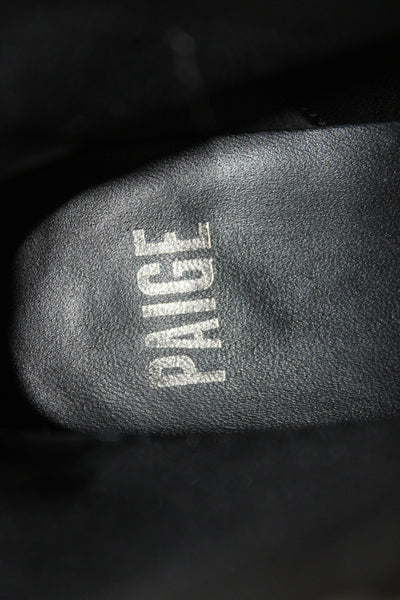 Paige Womens Slip On Block Heel Pointed Toe Booties Black Suede Size 8.5
