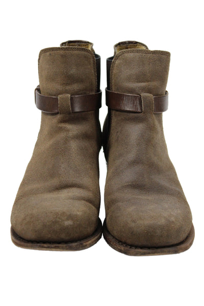 Rag & Bone Womens Slip On Block Heel Suede Ankle Booties Brown Size 39