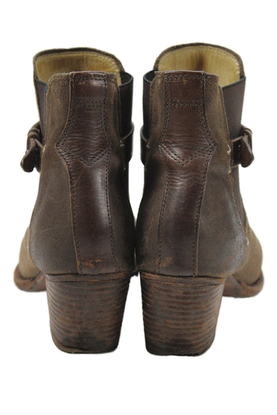 Rag & Bone Womens Slip On Block Heel Suede Ankle Booties Brown Size 39