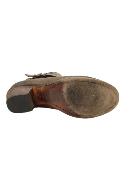 Rag & Bone Womens Slip On Block Heel Suede Ankle Booties Brown Size 39