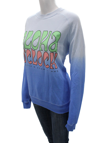 Scotch & Soda Womens Pullover Sweatshirt Light Blue Graphic Beach Size S